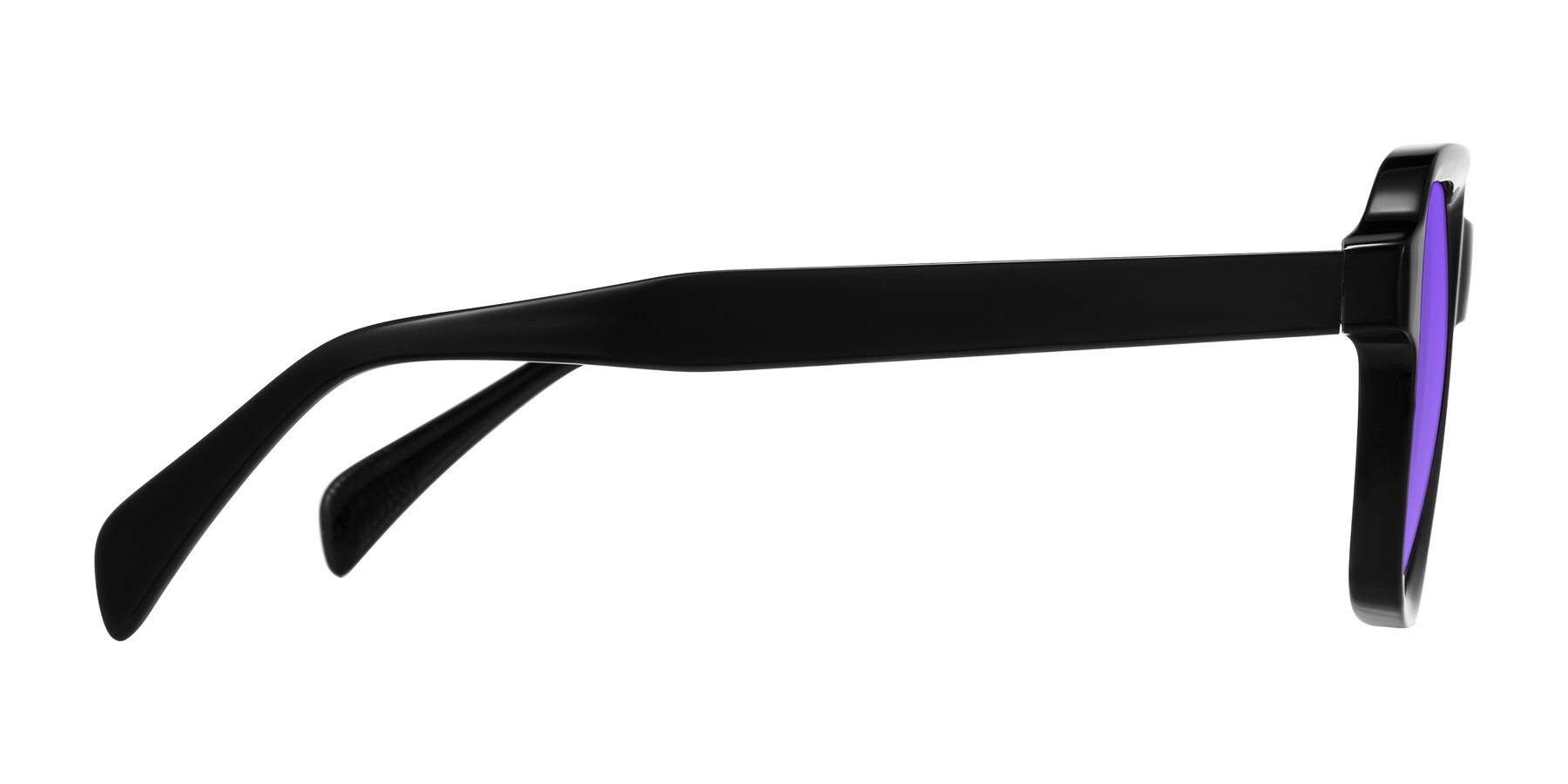 Side of Upbeat in Black with Purple Tinted Lenses