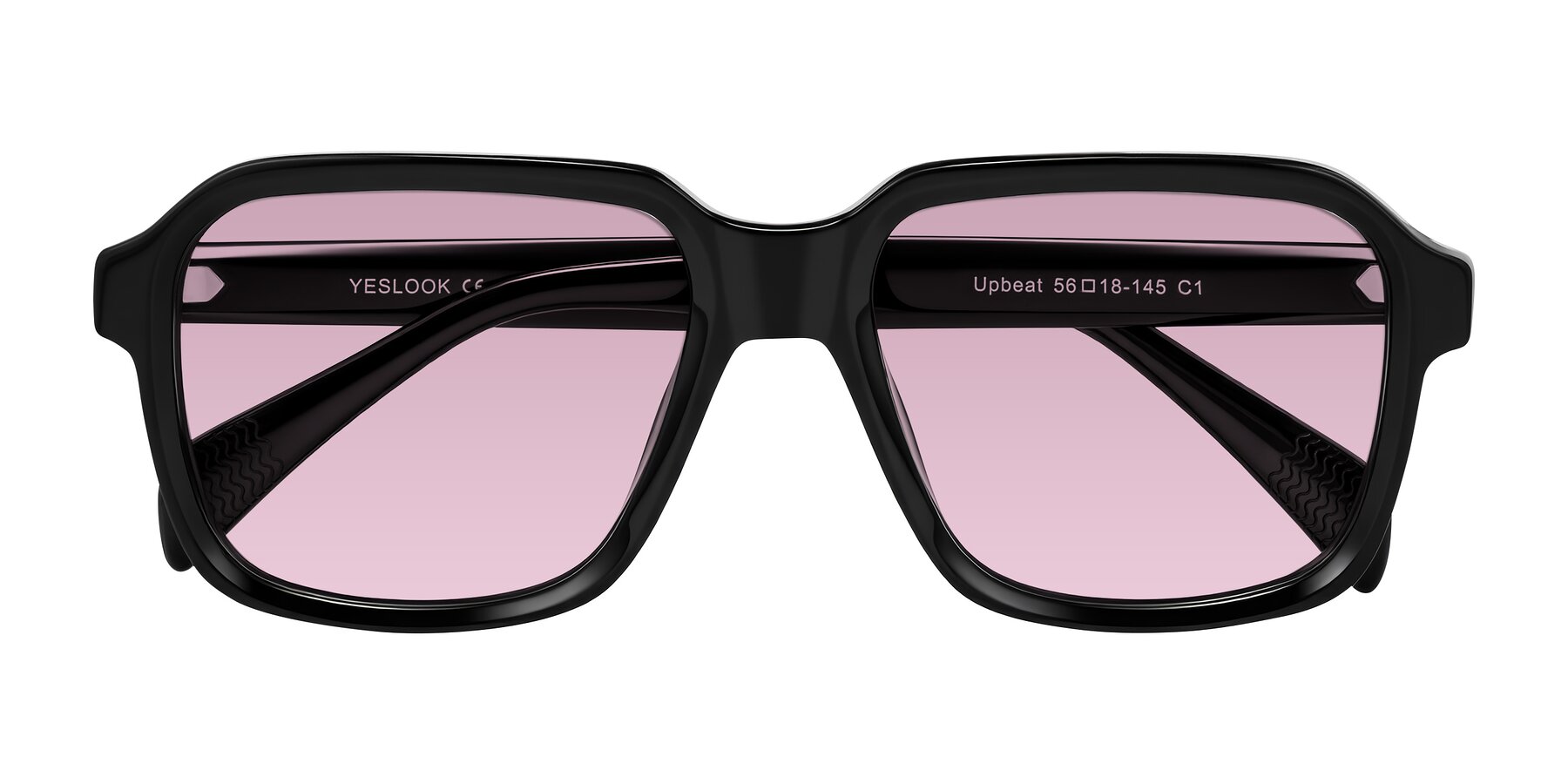 Folded Front of Upbeat in Black with Light Wine Tinted Lenses