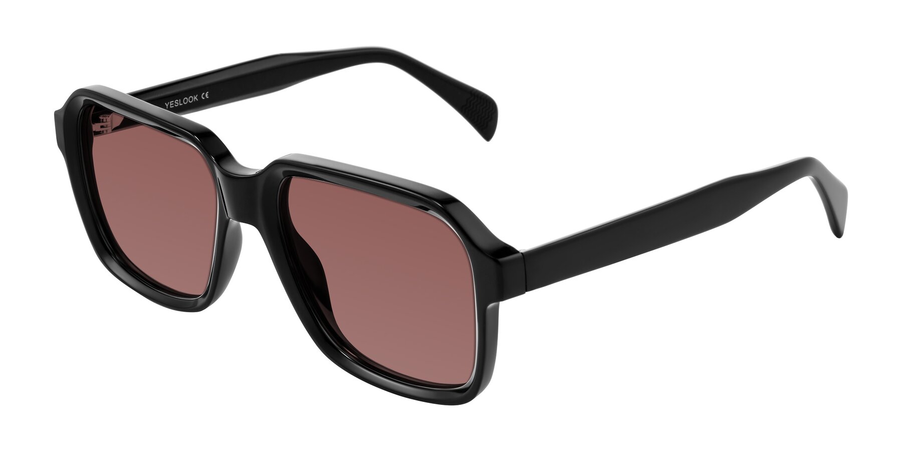 Angle of Upbeat in Black with Garnet Tinted Lenses
