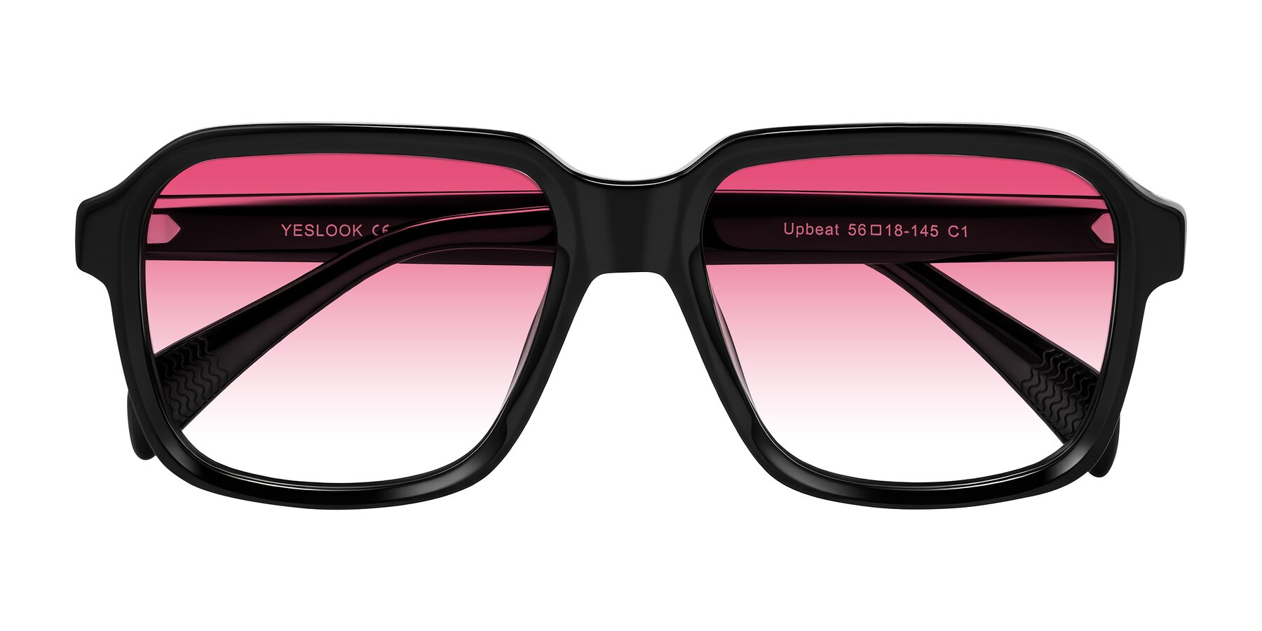 Folded Front of Upbeat in Black with Pink Gradient Lenses