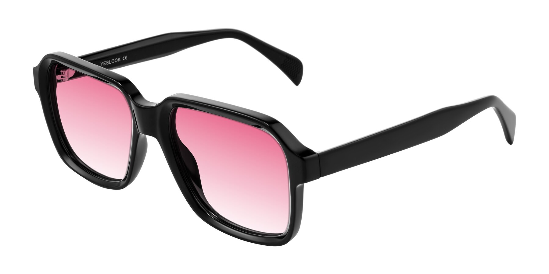 Angle of Upbeat in Black with Pink Gradient Lenses