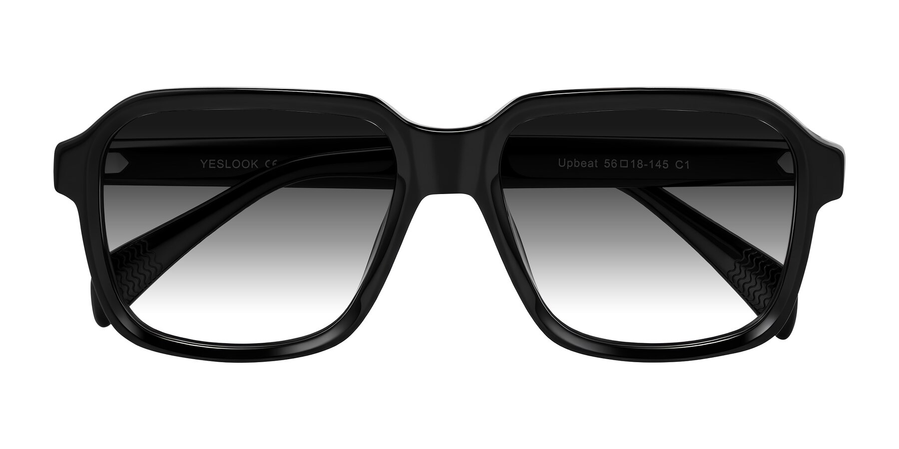 Folded Front of Upbeat in Black with Gray Gradient Lenses