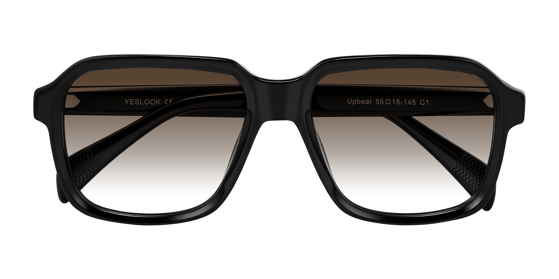Folded Front of Upbeat in Black with Brown Gradient Lenses