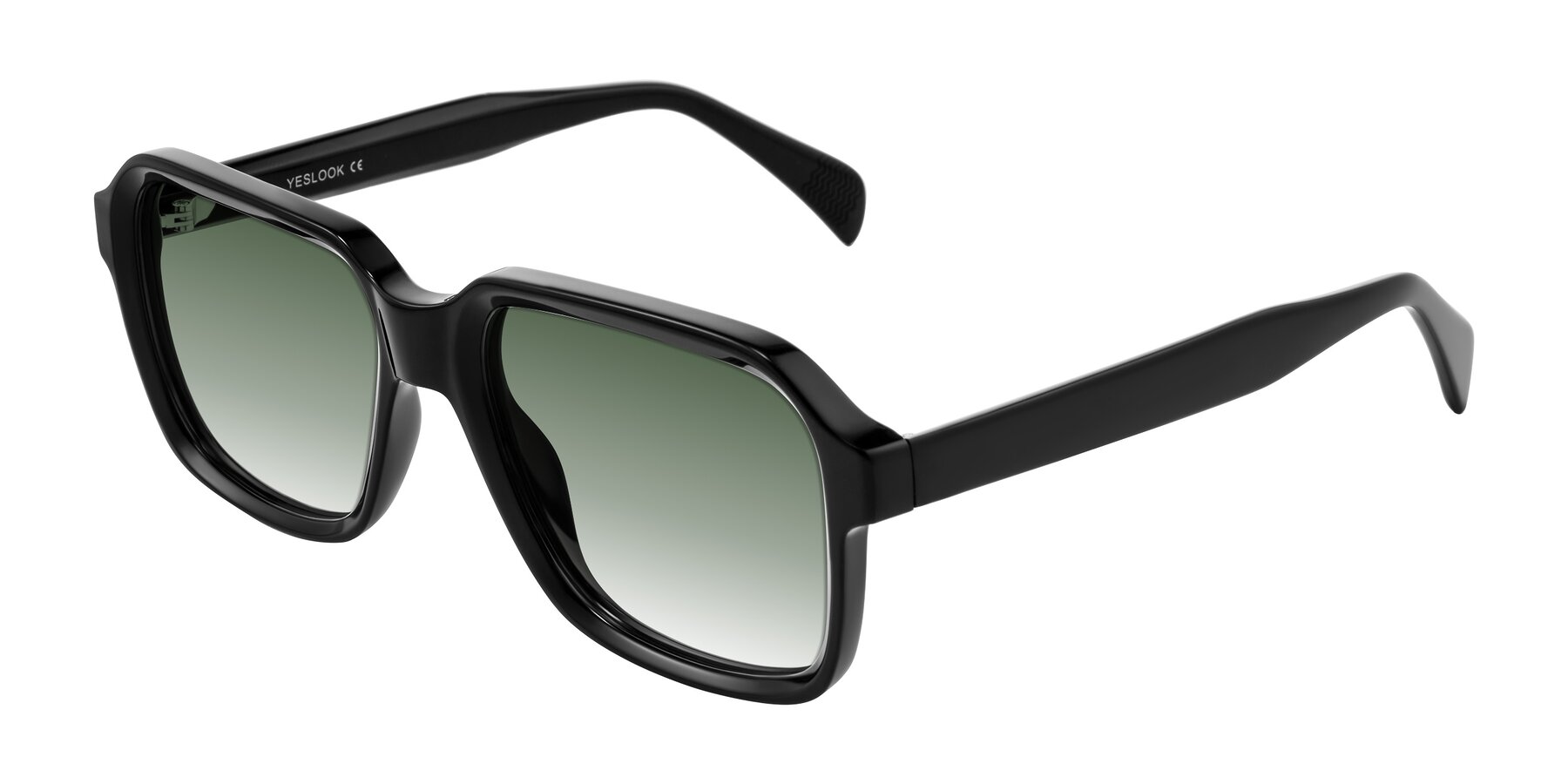 Angle of Upbeat in Black with Green Gradient Lenses