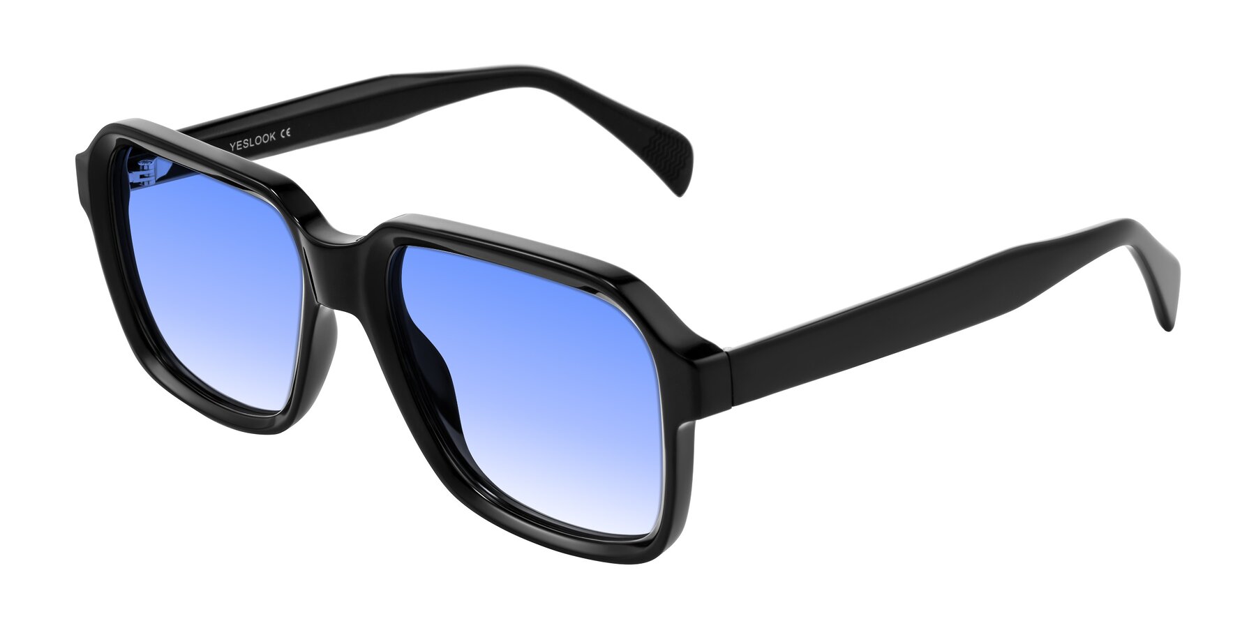 Angle of Upbeat in Black with Blue Gradient Lenses