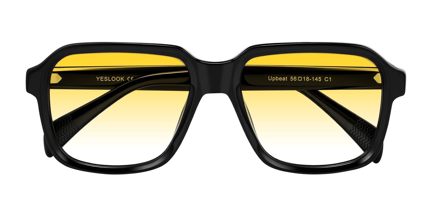 Folded Front of Upbeat in Black with Yellow Gradient Lenses