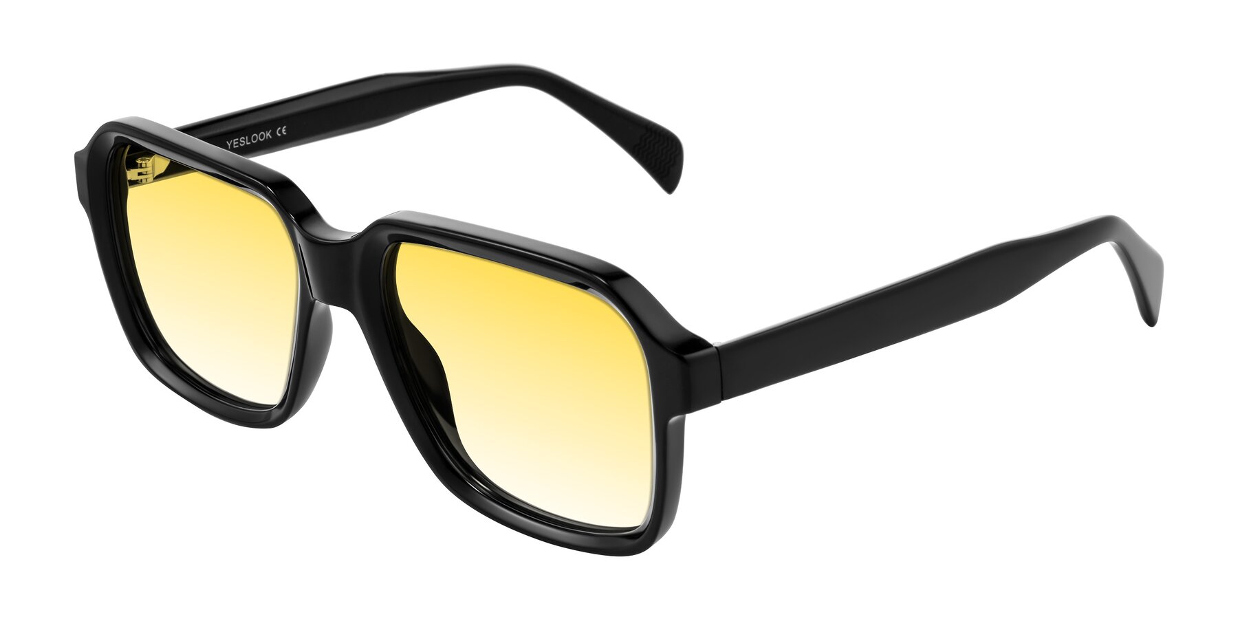 Angle of Upbeat in Black with Yellow Gradient Lenses