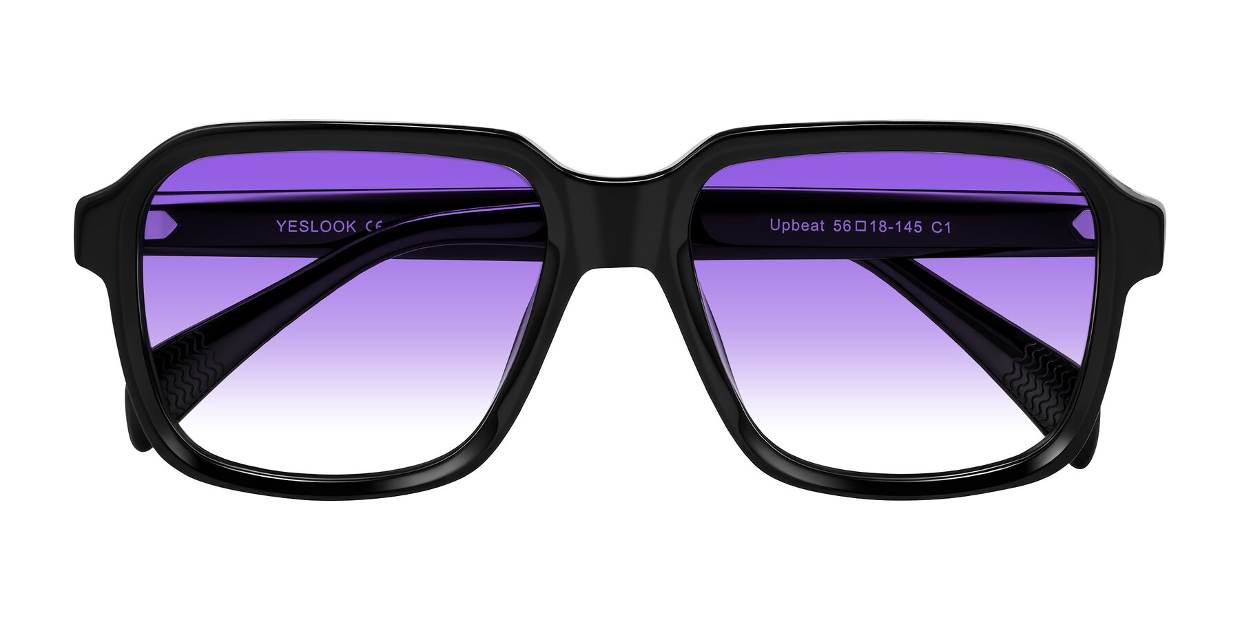 Folded Front of Upbeat in Black with Purple Gradient Lenses