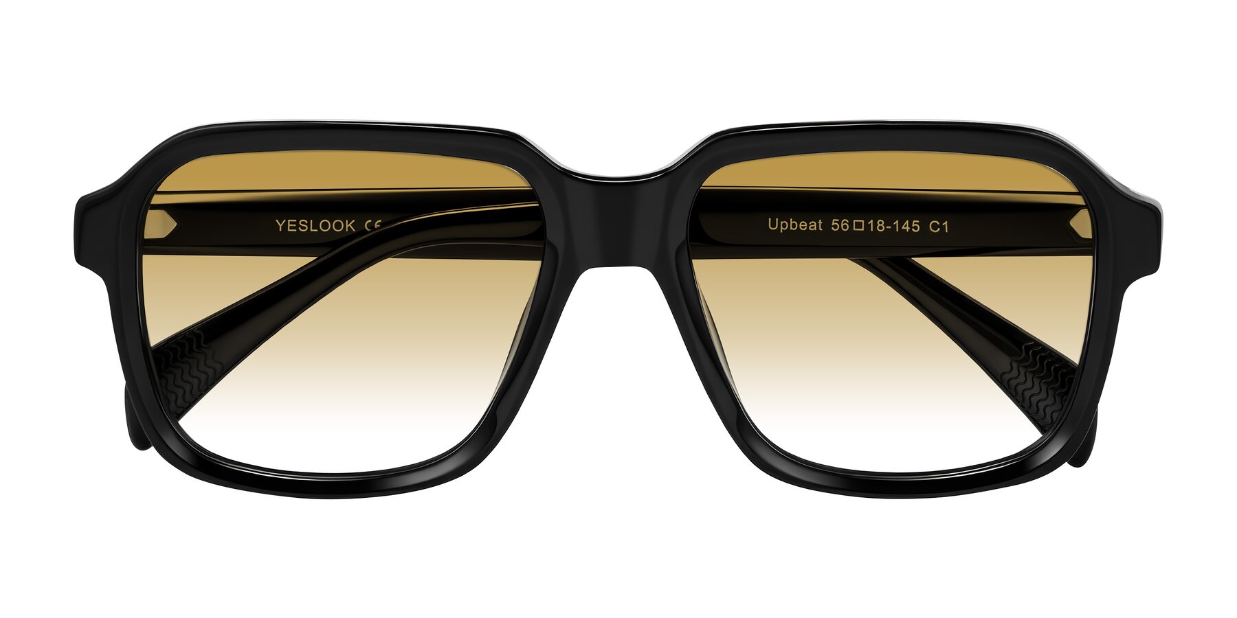 Folded Front of Upbeat in Black with Champagne Gradient Lenses