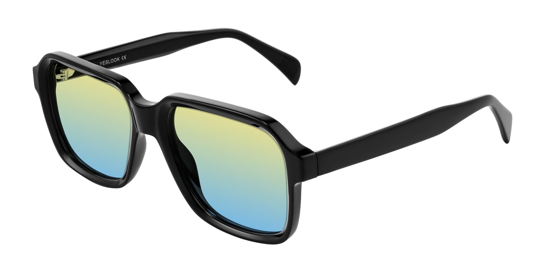 Angle of Upbeat in Black with Yellow / Blue Gradient Lenses