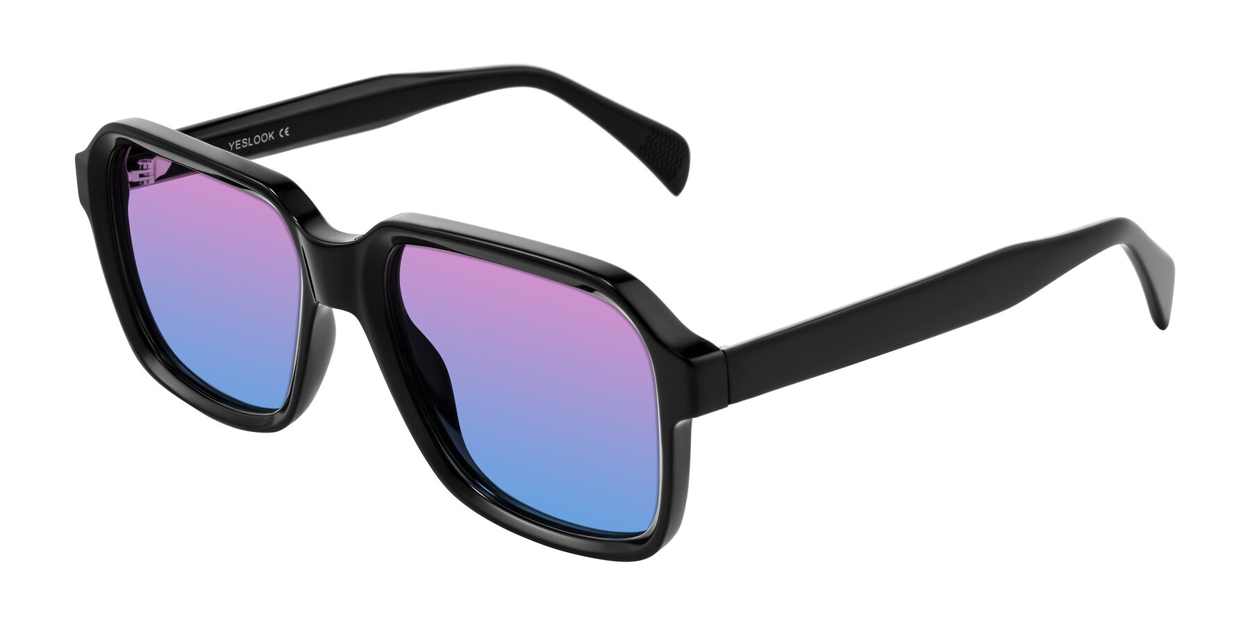 Angle of Upbeat in Black with Pink / Blue Gradient Lenses