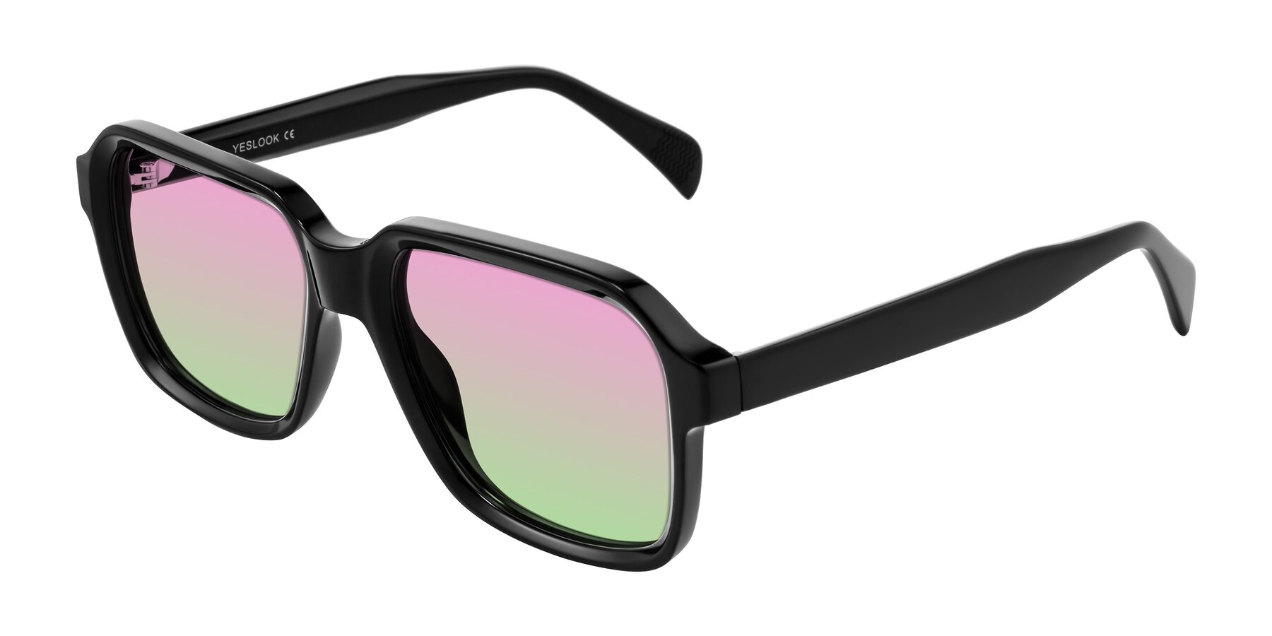 Angle of Upbeat in Black with Pink / Green Gradient Lenses