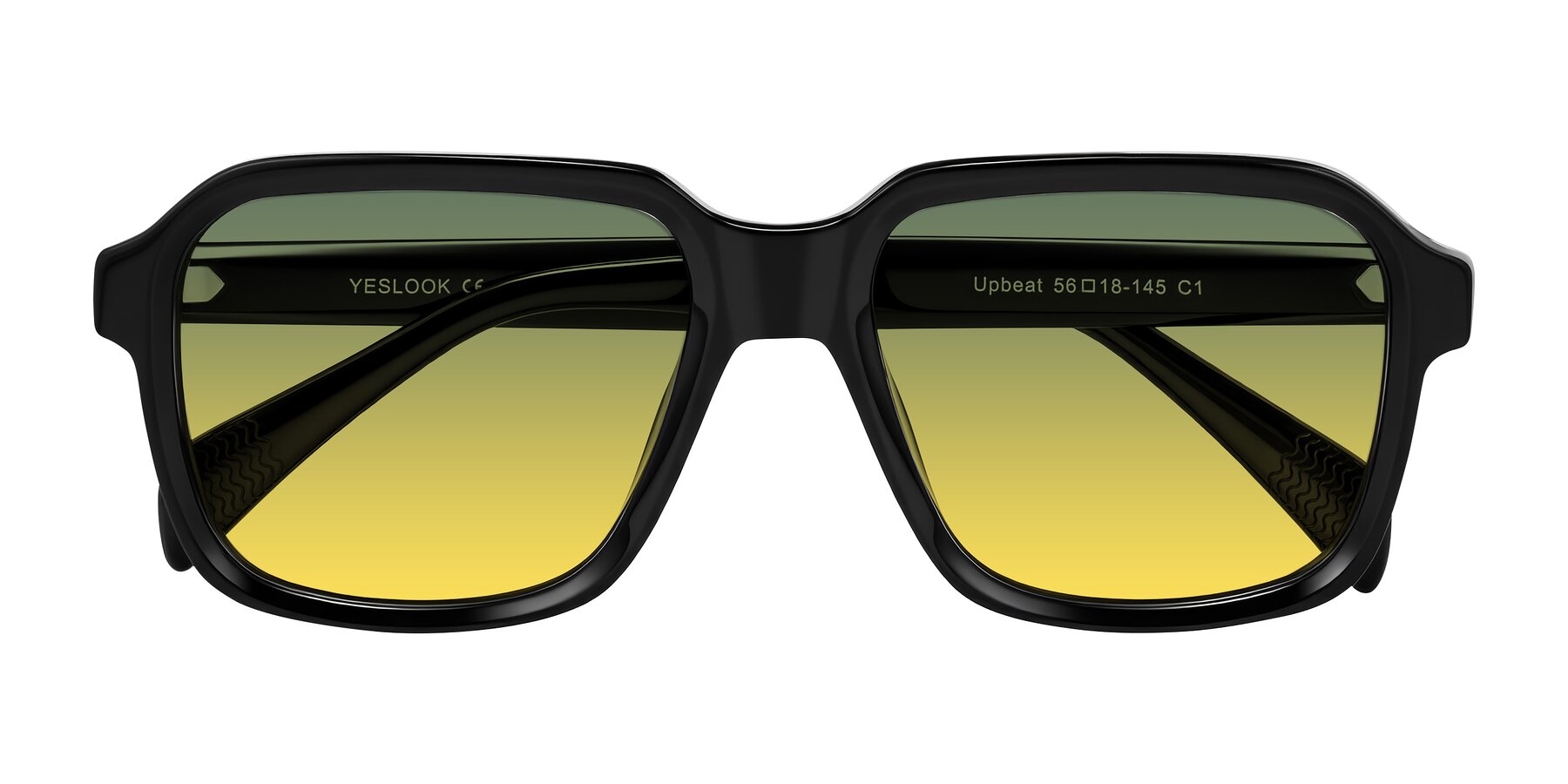 Folded Front of Upbeat in Black with Green / Yellow Gradient Lenses