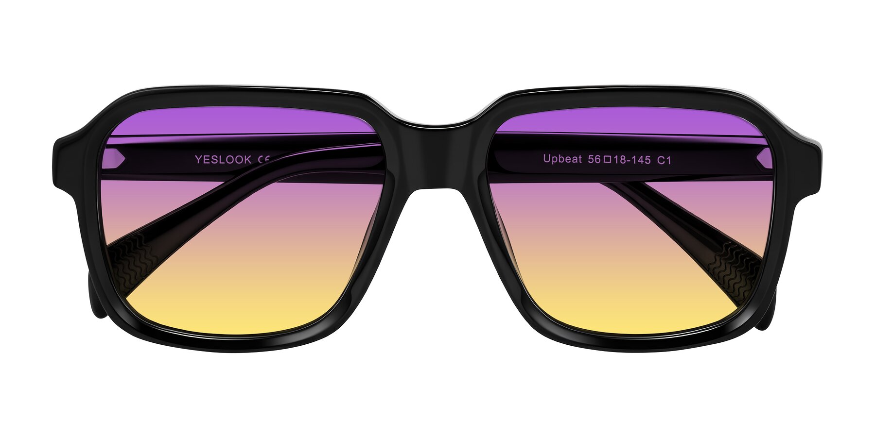 Folded Front of Upbeat in Black with Purple / Yellow Gradient Lenses