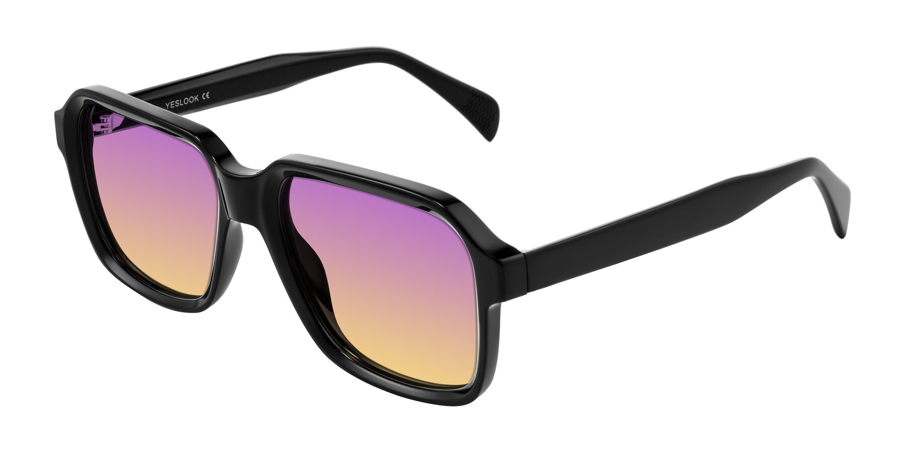 Angle of Upbeat in Black with Purple / Yellow Gradient Lenses
