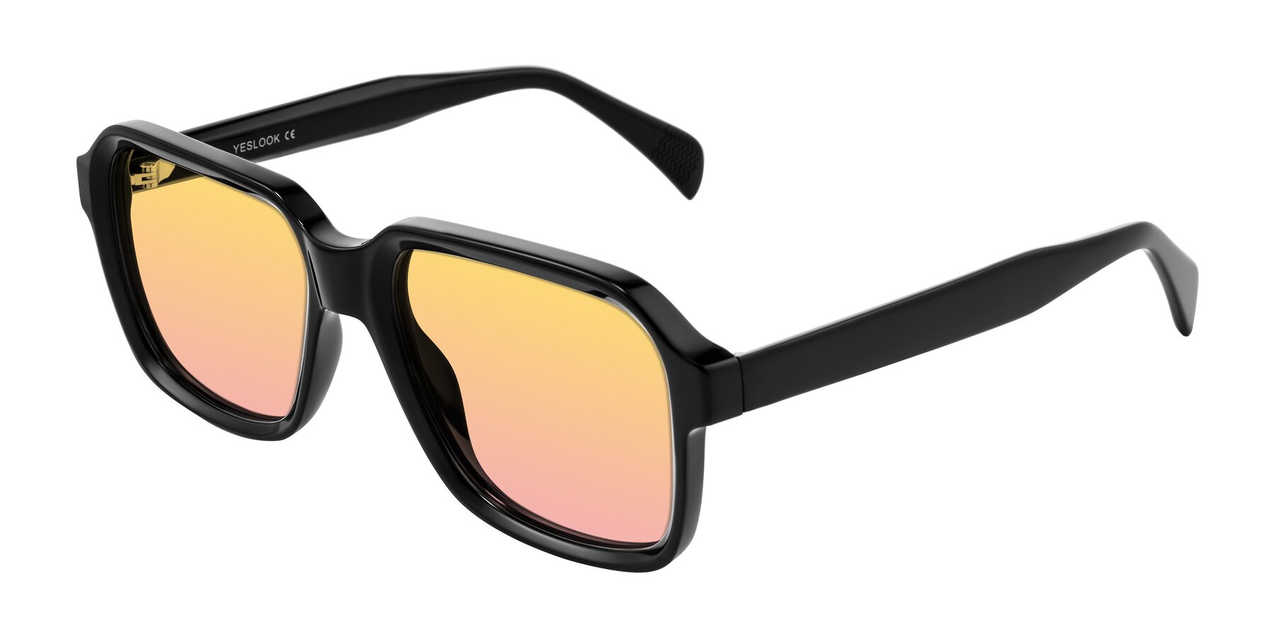 Angle of Upbeat in Black with Yellow / Pink Gradient Lenses