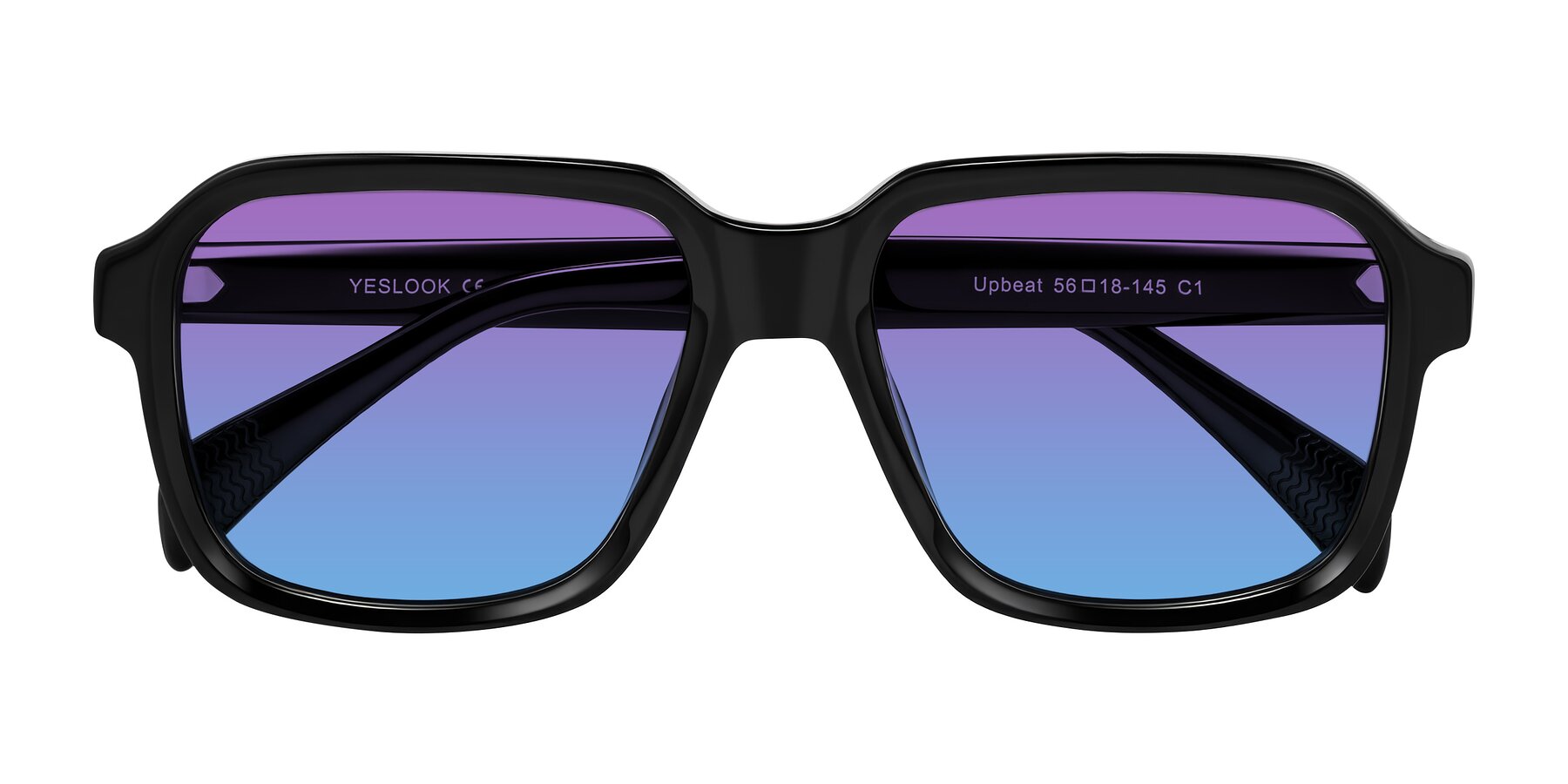 Folded Front of Upbeat in Black with Purple / Blue Gradient Lenses