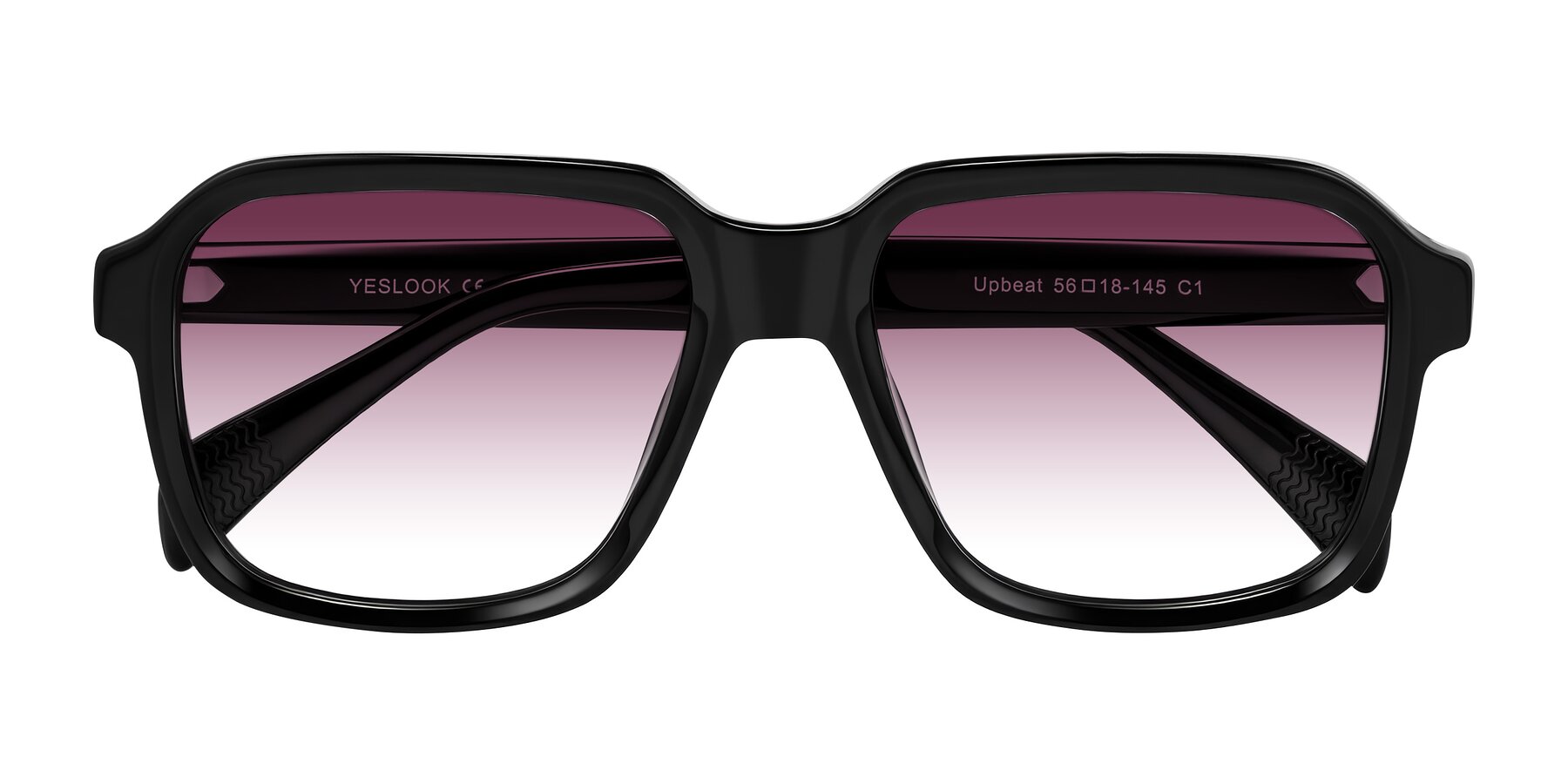 Folded Front of Upbeat in Black with Wine Gradient Lenses