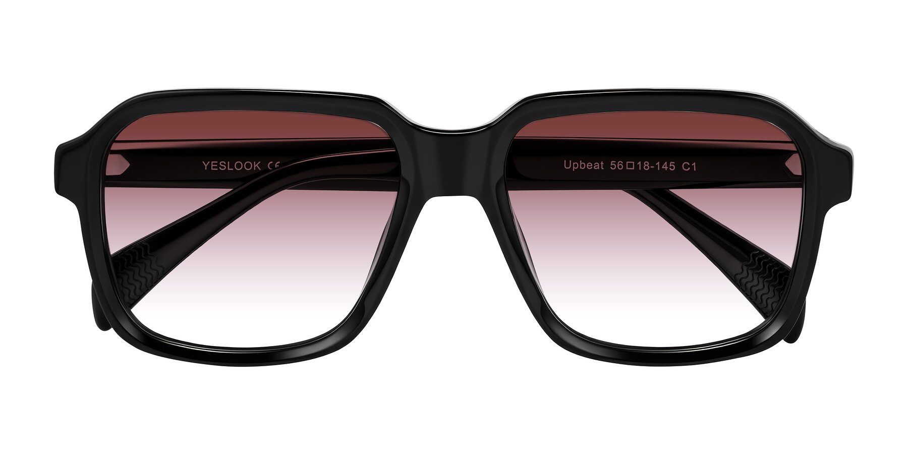 Folded Front of Upbeat in Black with Garnet Gradient Lenses