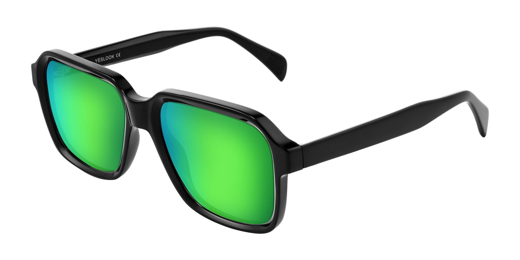 Angle of Upbeat in Black with Green Mirrored Lenses