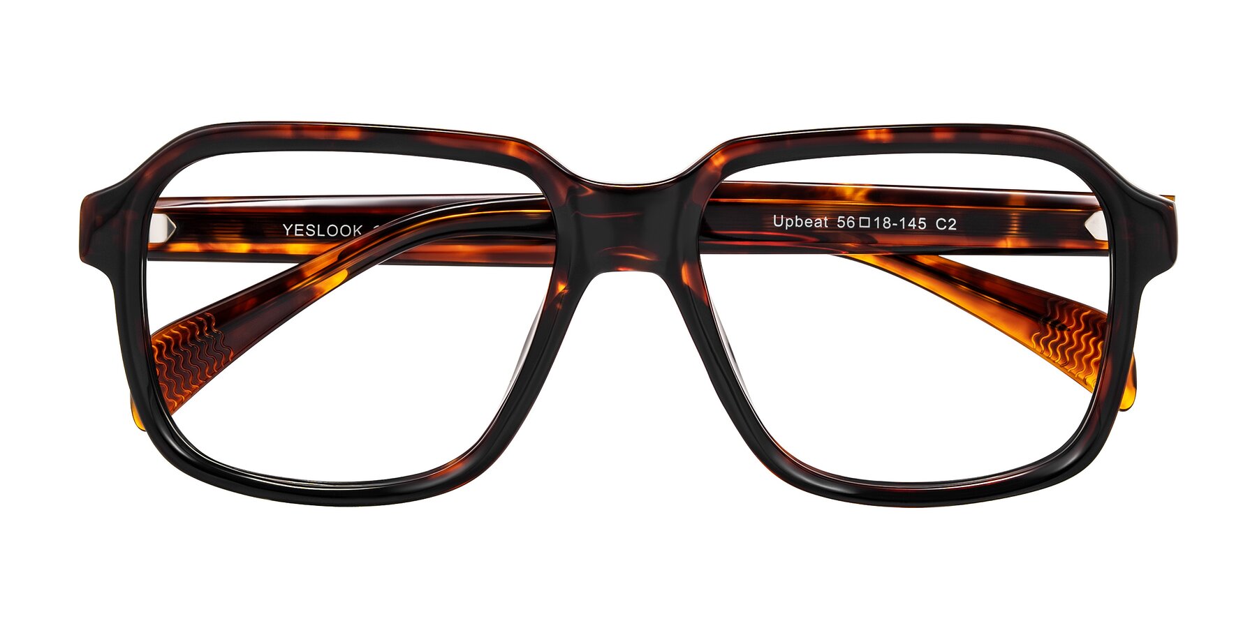 Folded Front of Upbeat in Tortoise with Clear Eyeglass Lenses