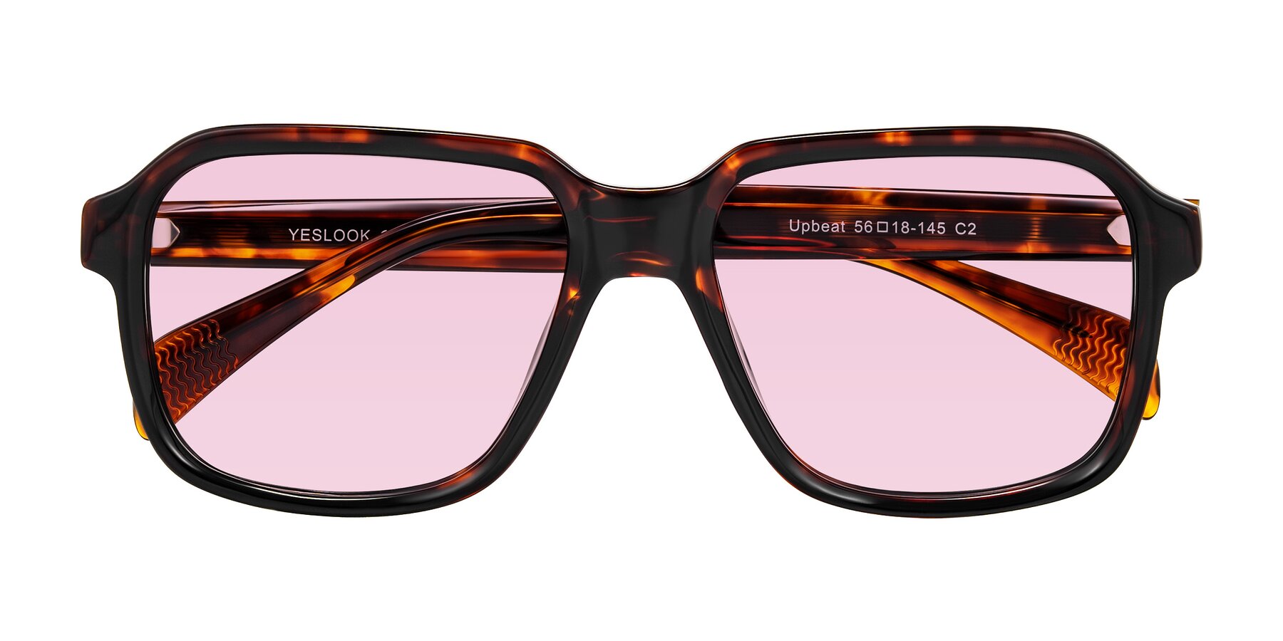 Folded Front of Upbeat in Tortoise with Light Pink Tinted Lenses