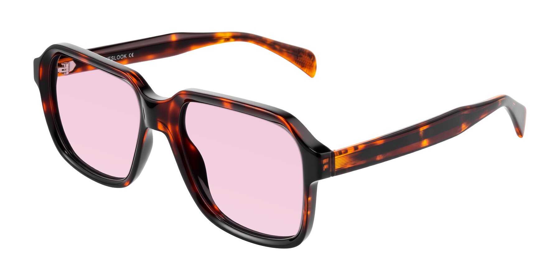 Angle of Upbeat in Tortoise with Light Pink Tinted Lenses