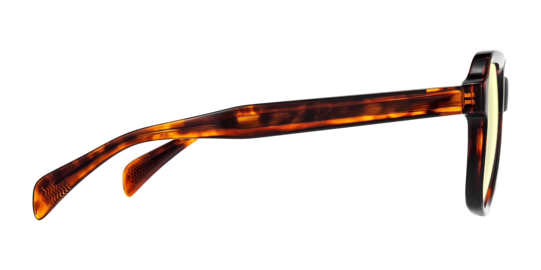 Side of Upbeat in Tortoise with Light Yellow Tinted Lenses