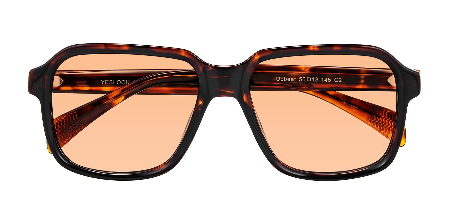 Folded Front of Upbeat in Tortoise with Light Orange Tinted Lenses