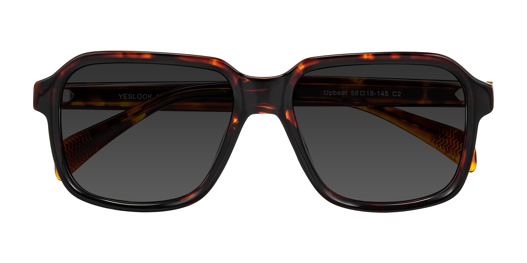 Folded Front of Upbeat in Tortoise with Gray Tinted Lenses