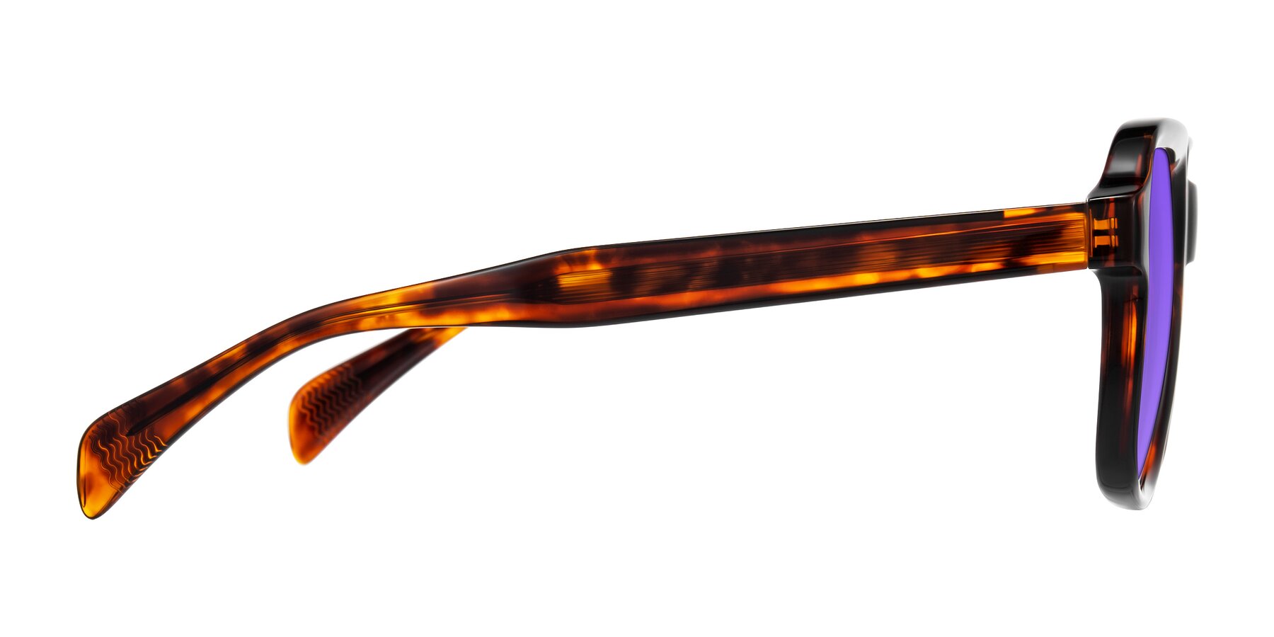 Side of Upbeat in Tortoise with Purple Tinted Lenses
