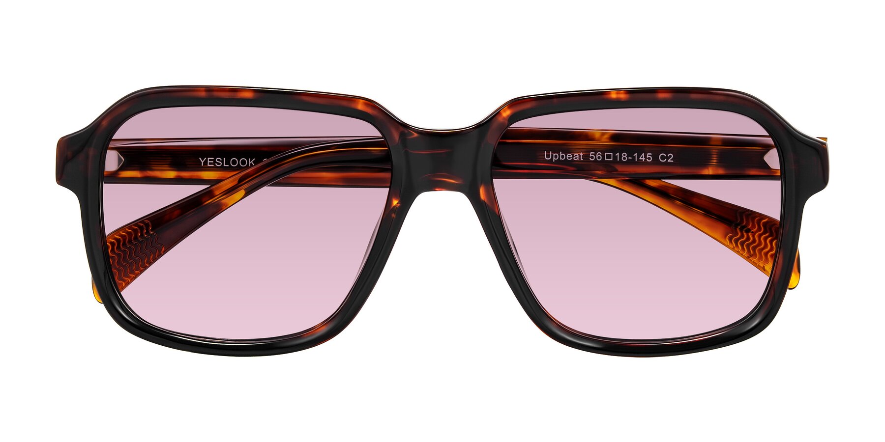 Folded Front of Upbeat in Tortoise with Light Wine Tinted Lenses