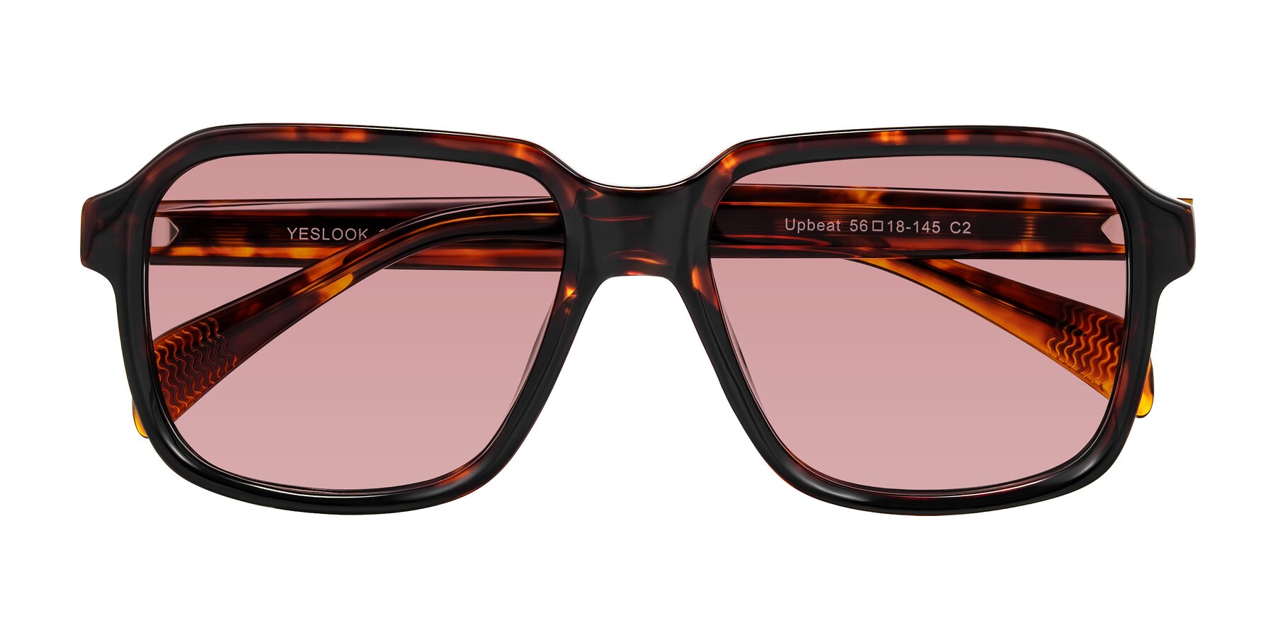 Folded Front of Upbeat in Tortoise with Medium Garnet Tinted Lenses