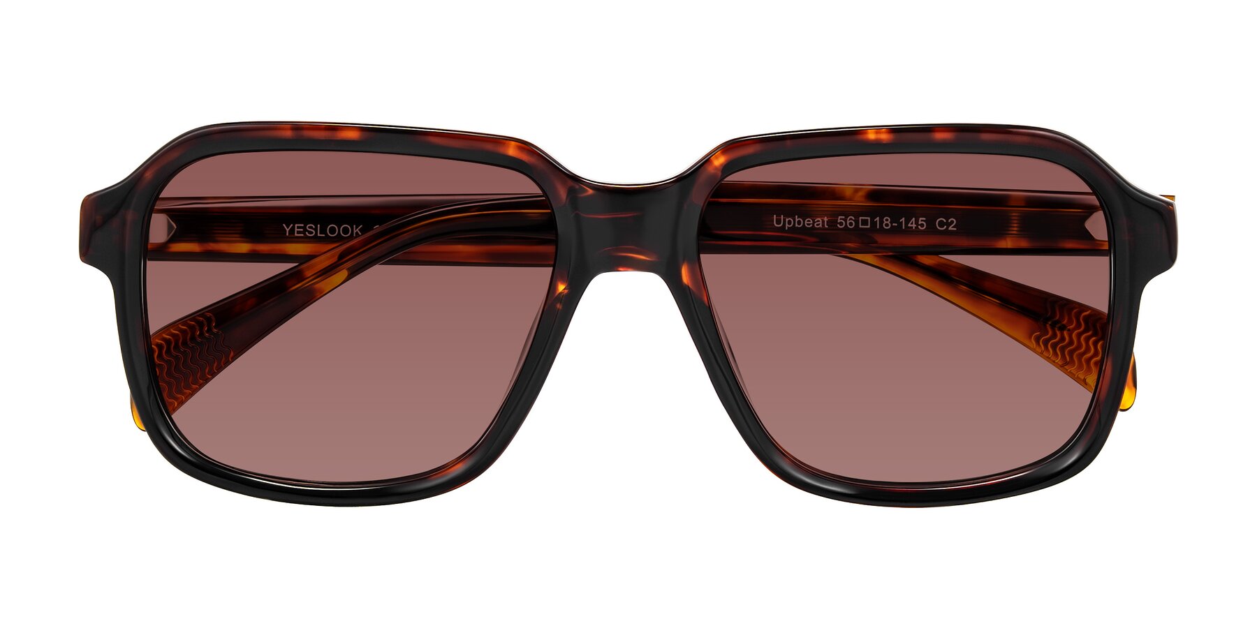 Folded Front of Upbeat in Tortoise with Garnet Tinted Lenses