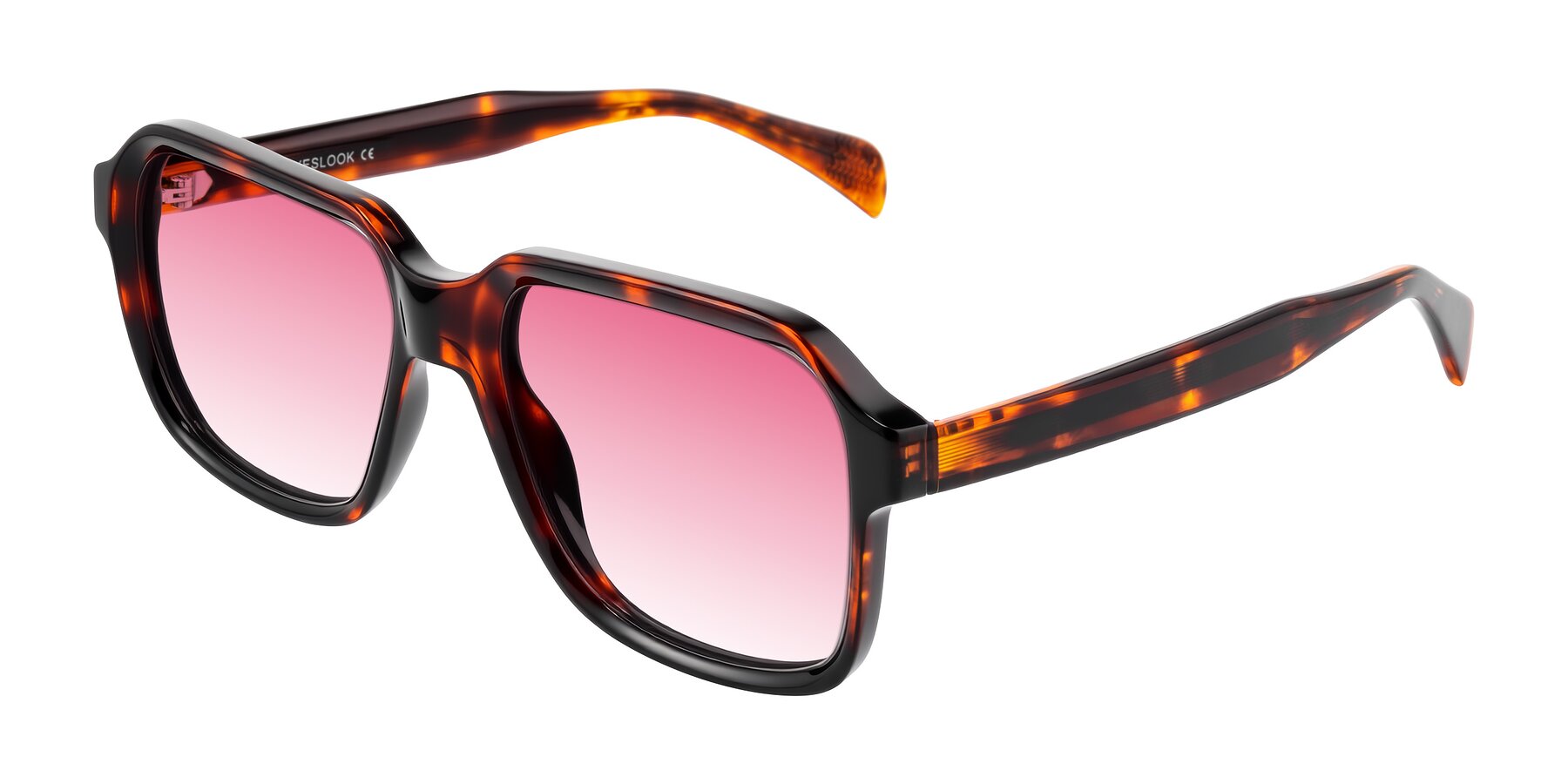 Angle of Upbeat in Tortoise with Pink Gradient Lenses
