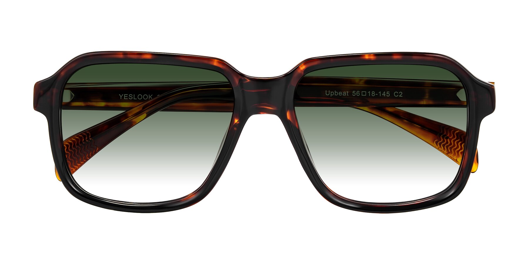 Folded Front of Upbeat in Tortoise with Green Gradient Lenses