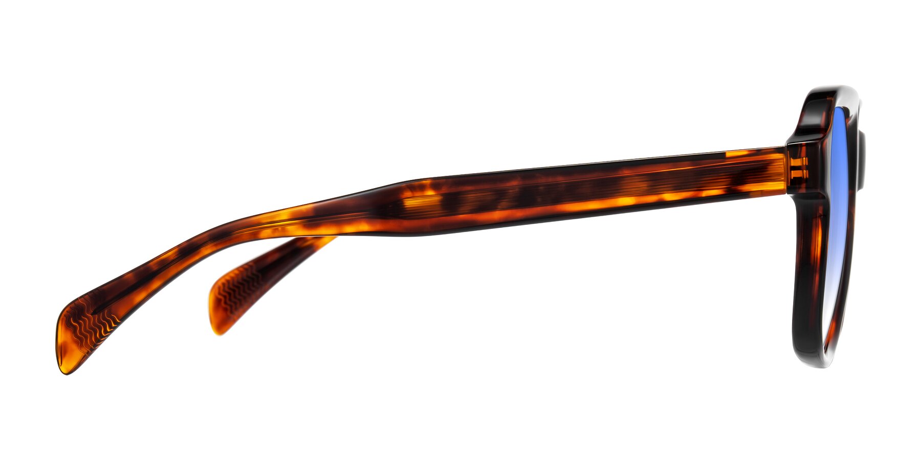 Side of Upbeat in Tortoise with Blue Gradient Lenses
