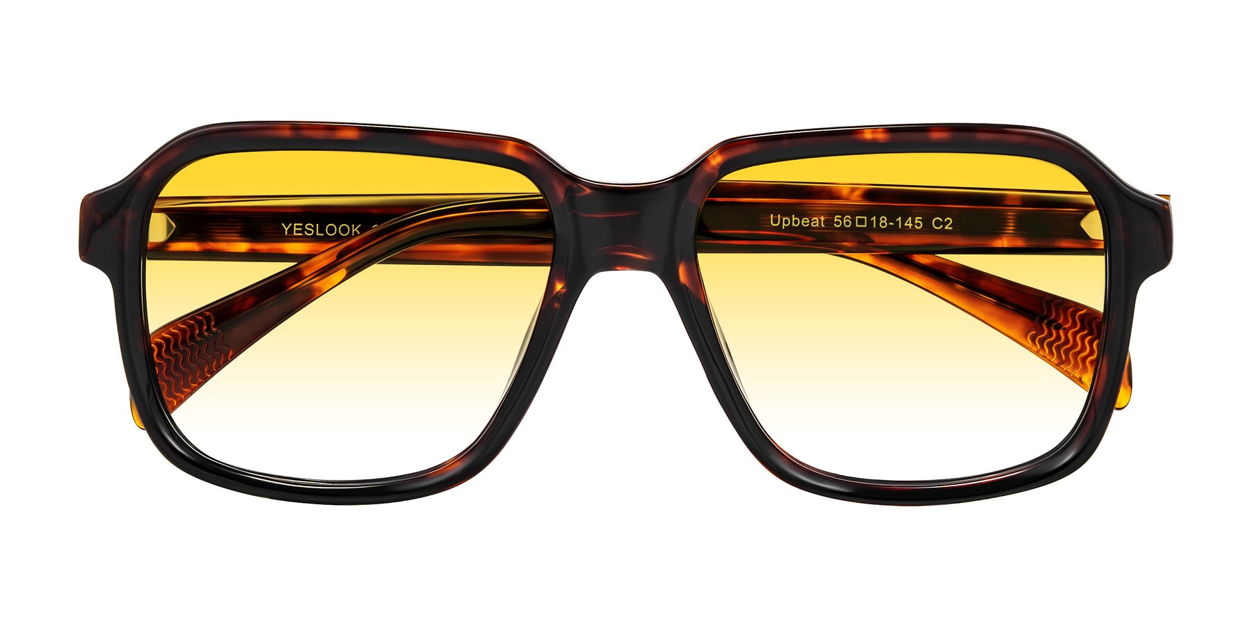 Folded Front of Upbeat in Tortoise with Yellow Gradient Lenses