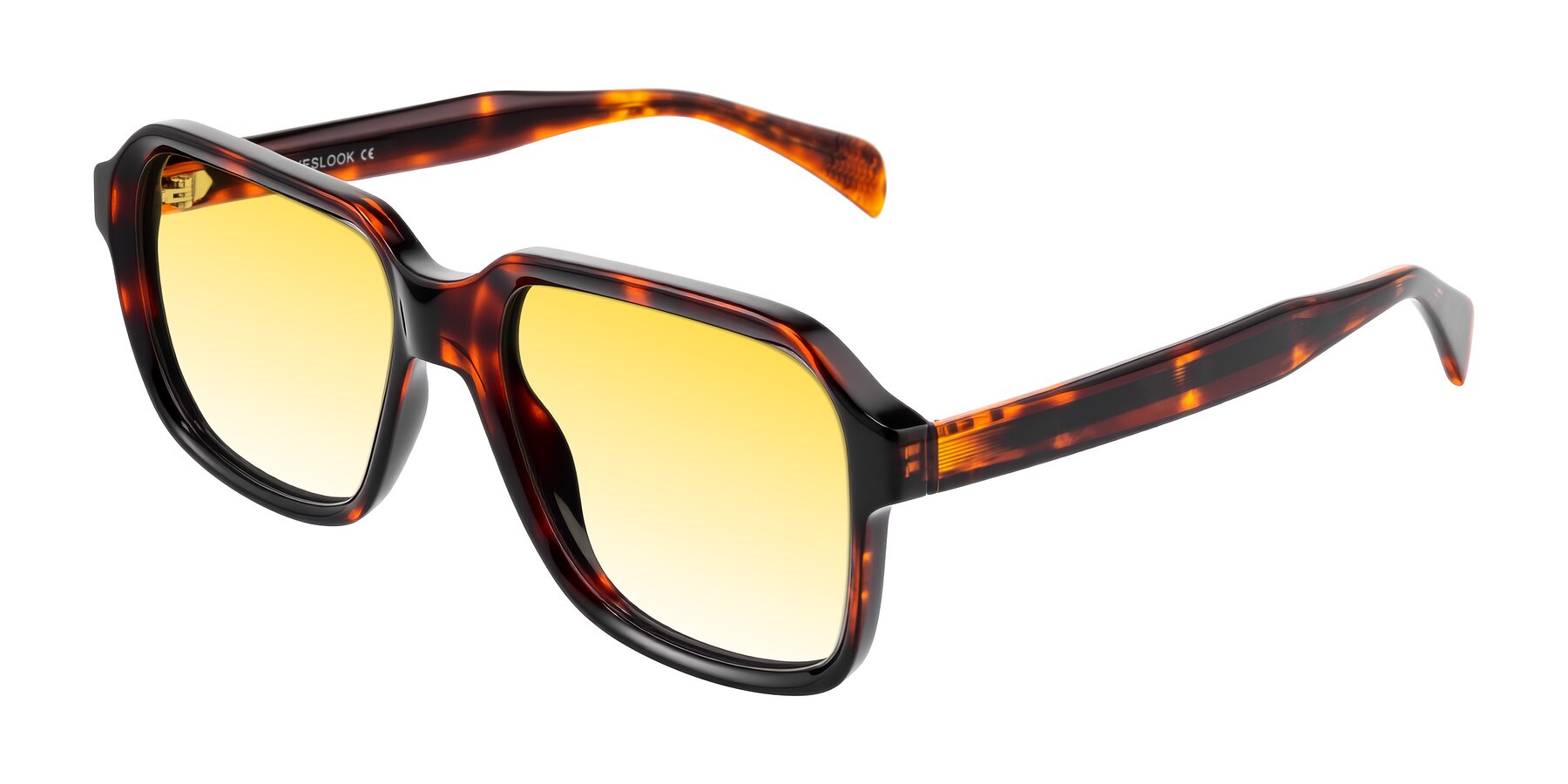 Angle of Upbeat in Tortoise with Yellow Gradient Lenses