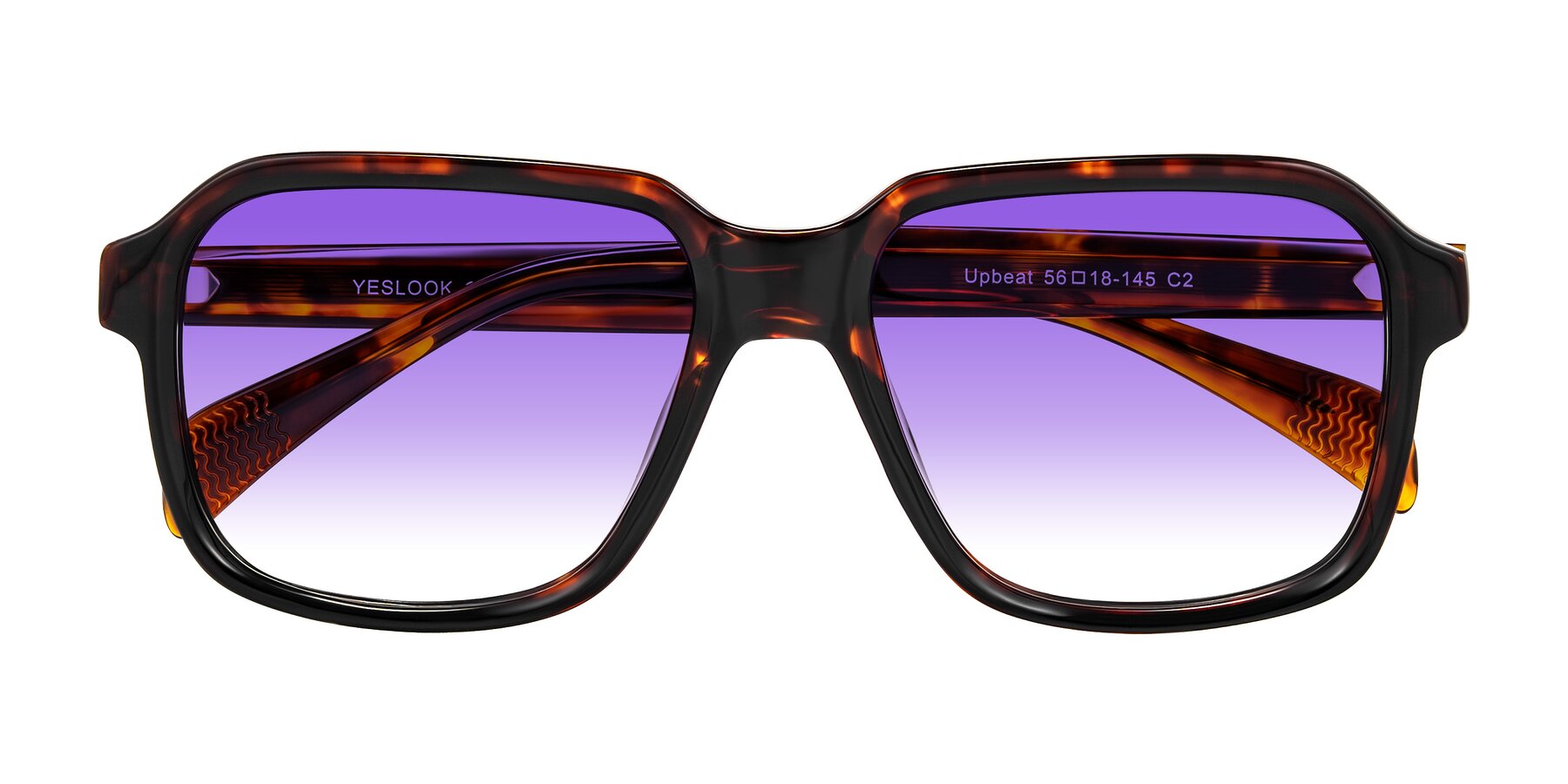 Folded Front of Upbeat in Tortoise with Purple Gradient Lenses