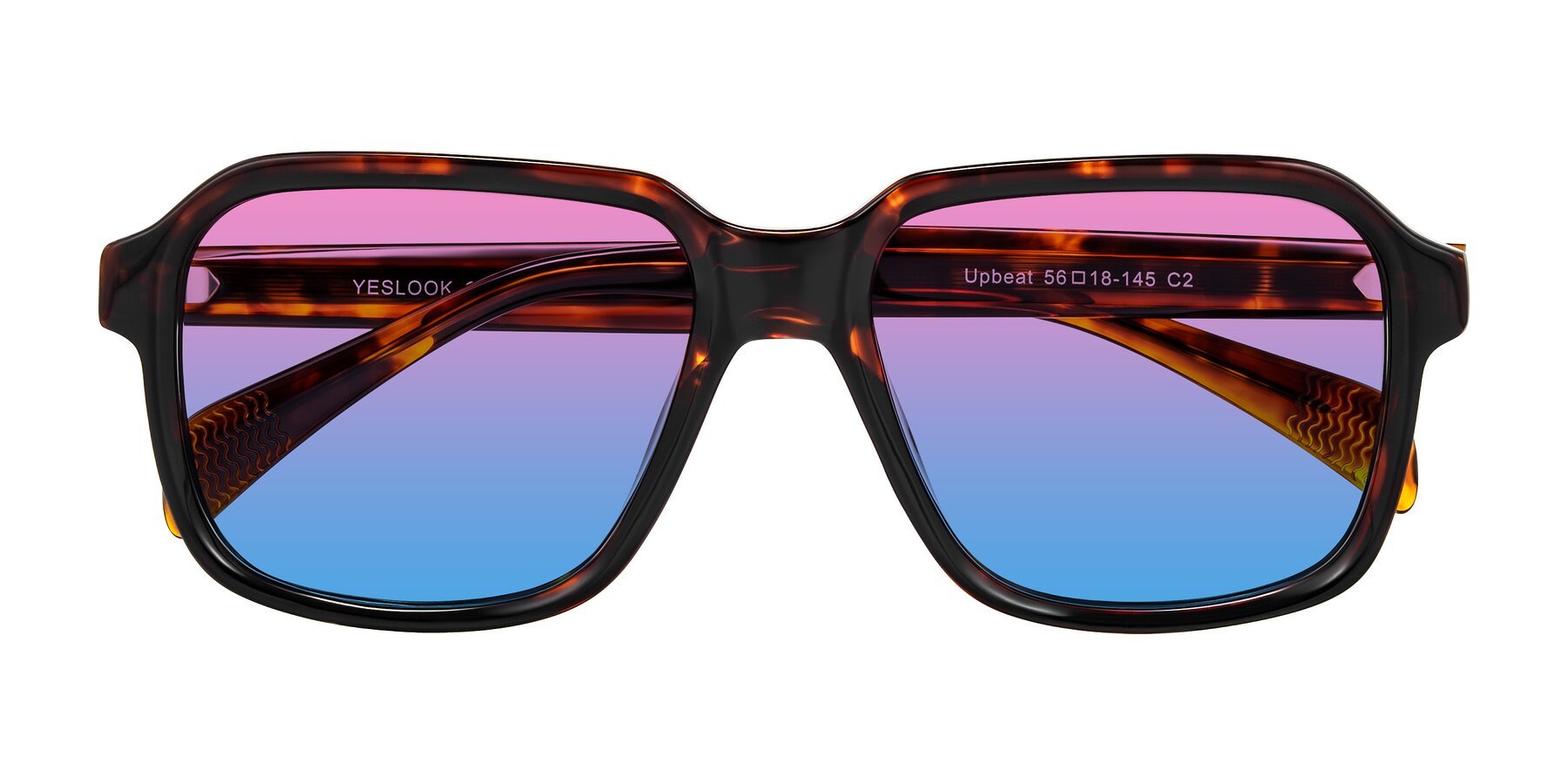 Folded Front of Upbeat in Tortoise with Pink / Blue Gradient Lenses