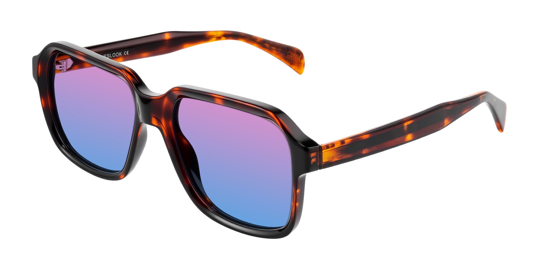 Angle of Upbeat in Tortoise with Pink / Blue Gradient Lenses
