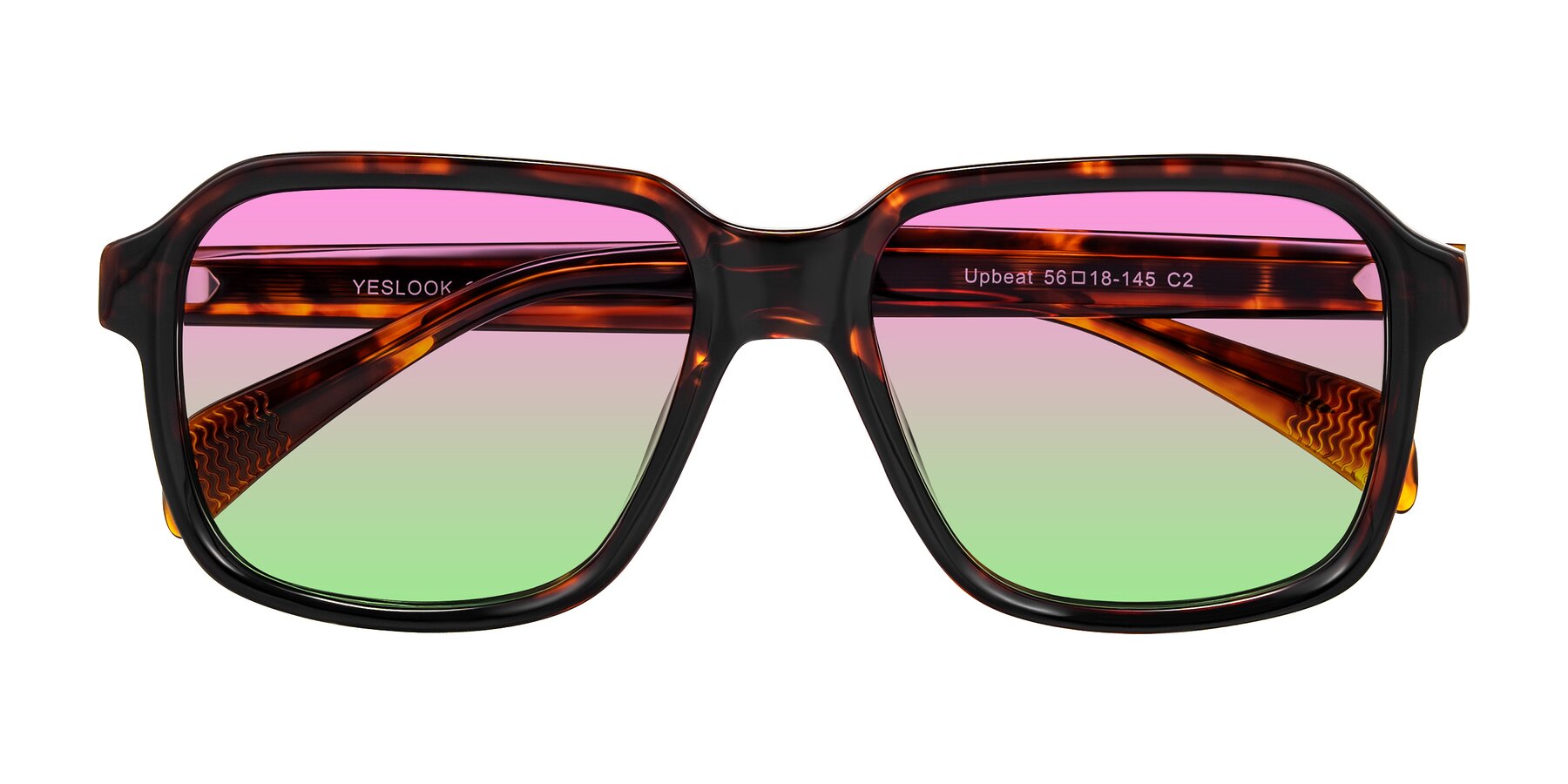 Folded Front of Upbeat in Tortoise with Pink / Green Gradient Lenses