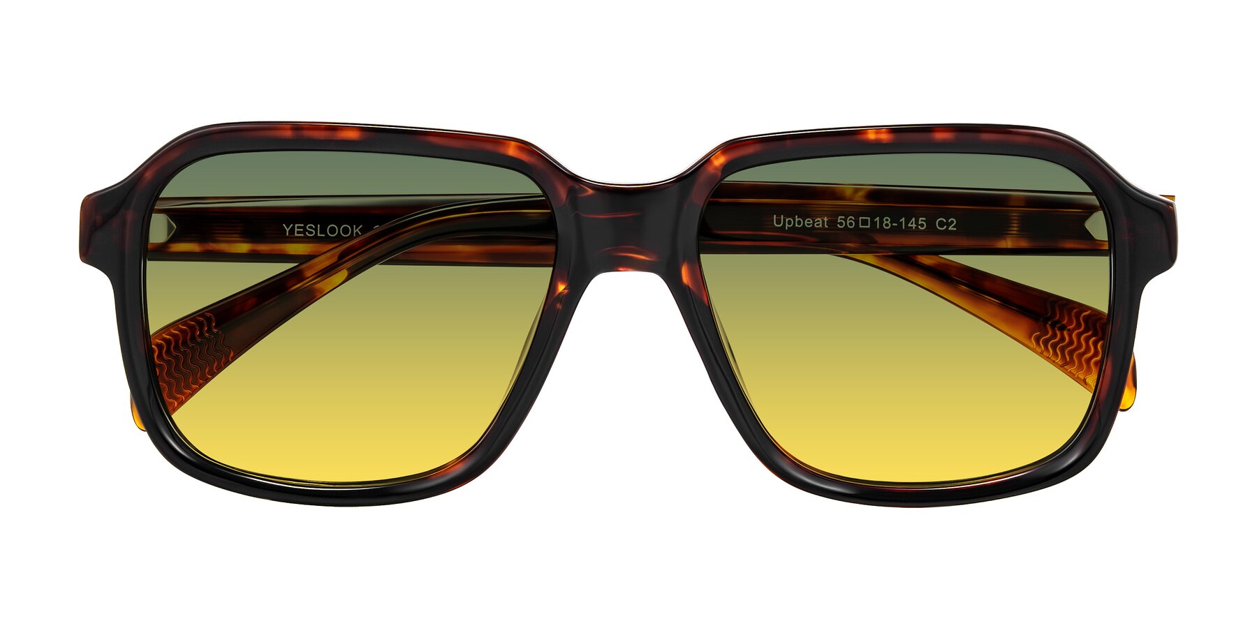 Folded Front of Upbeat in Tortoise with Green / Yellow Gradient Lenses