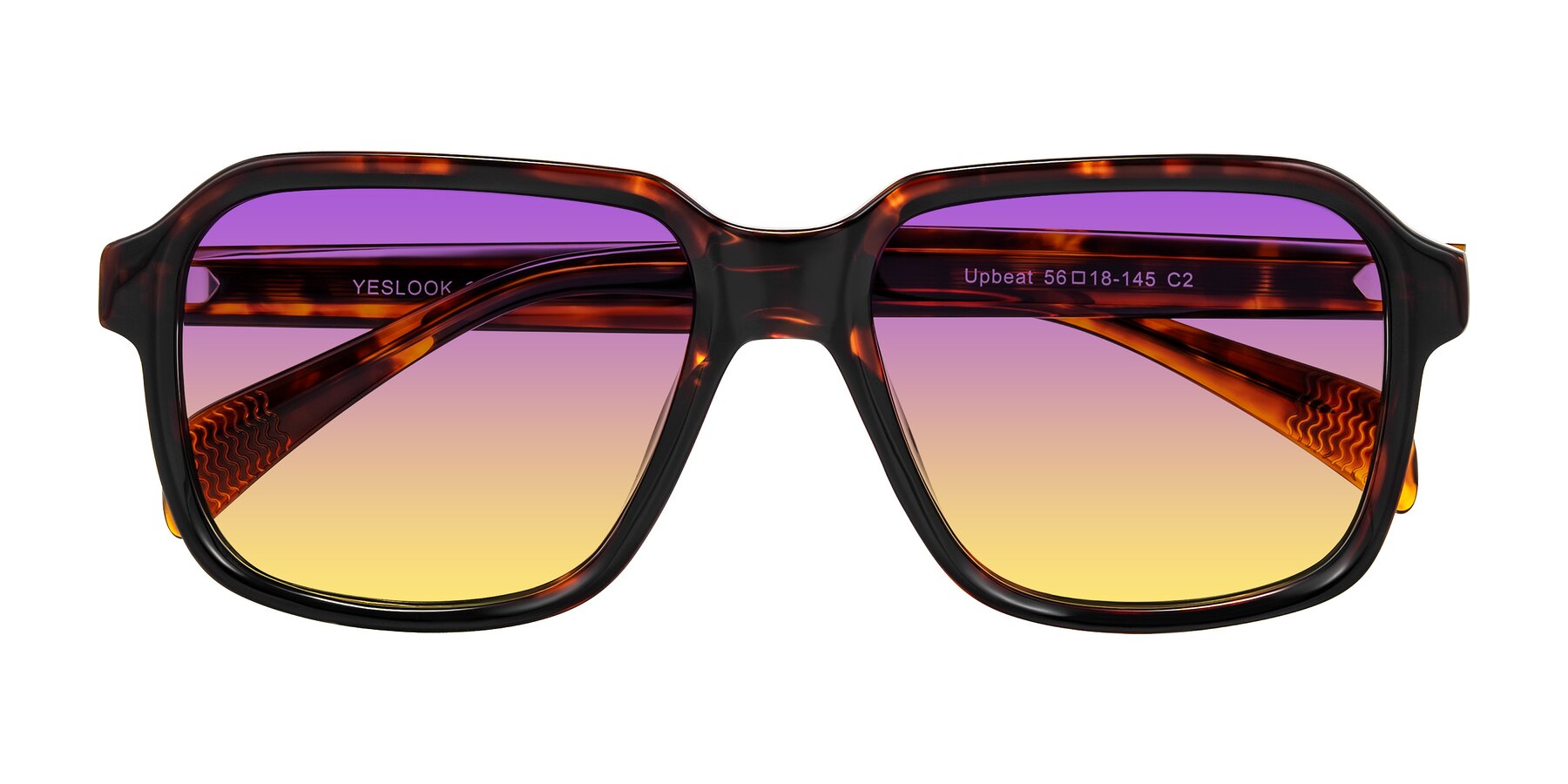 Folded Front of Upbeat in Tortoise with Purple / Yellow Gradient Lenses