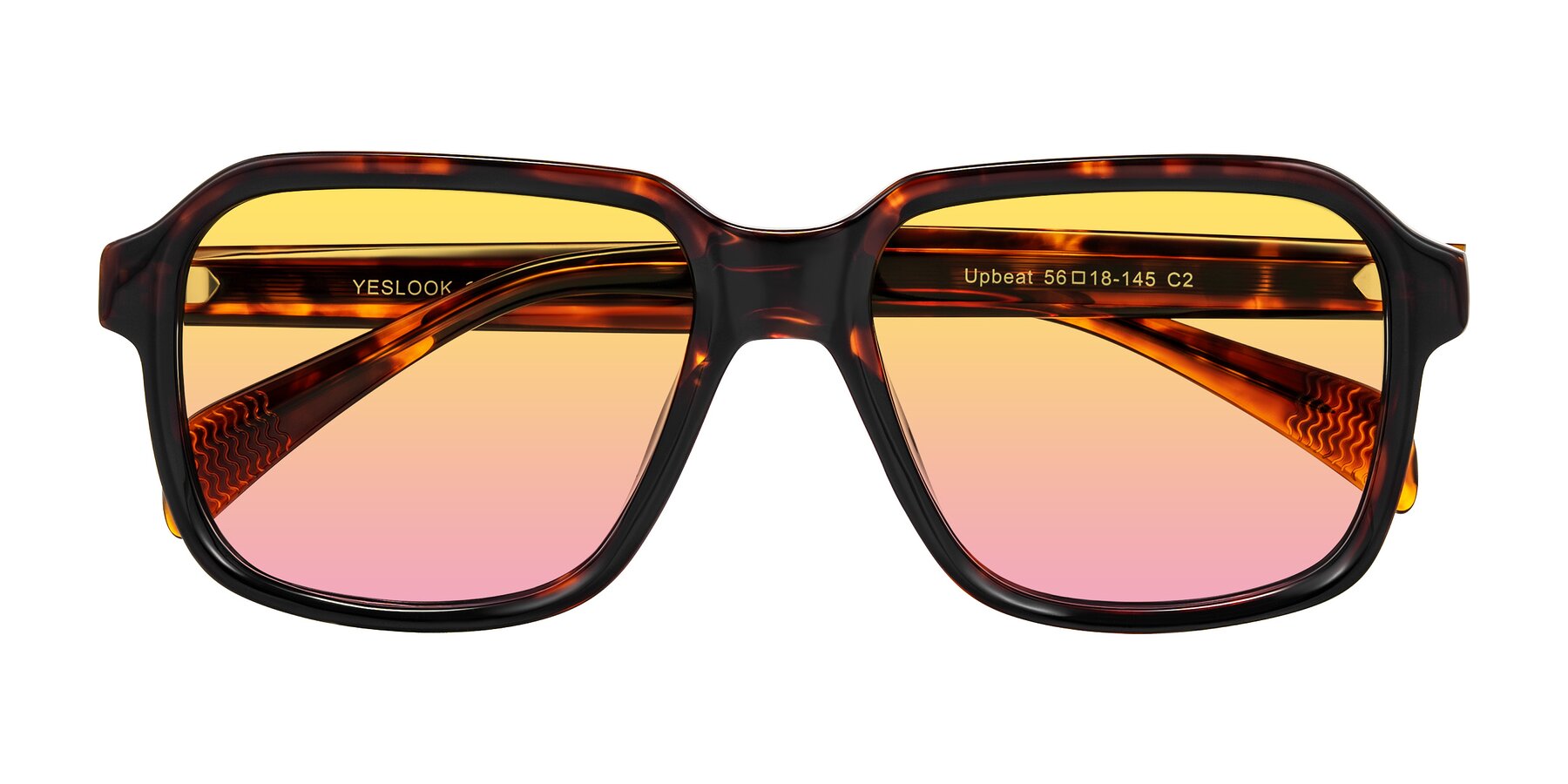 Folded Front of Upbeat in Tortoise with Yellow / Pink Gradient Lenses