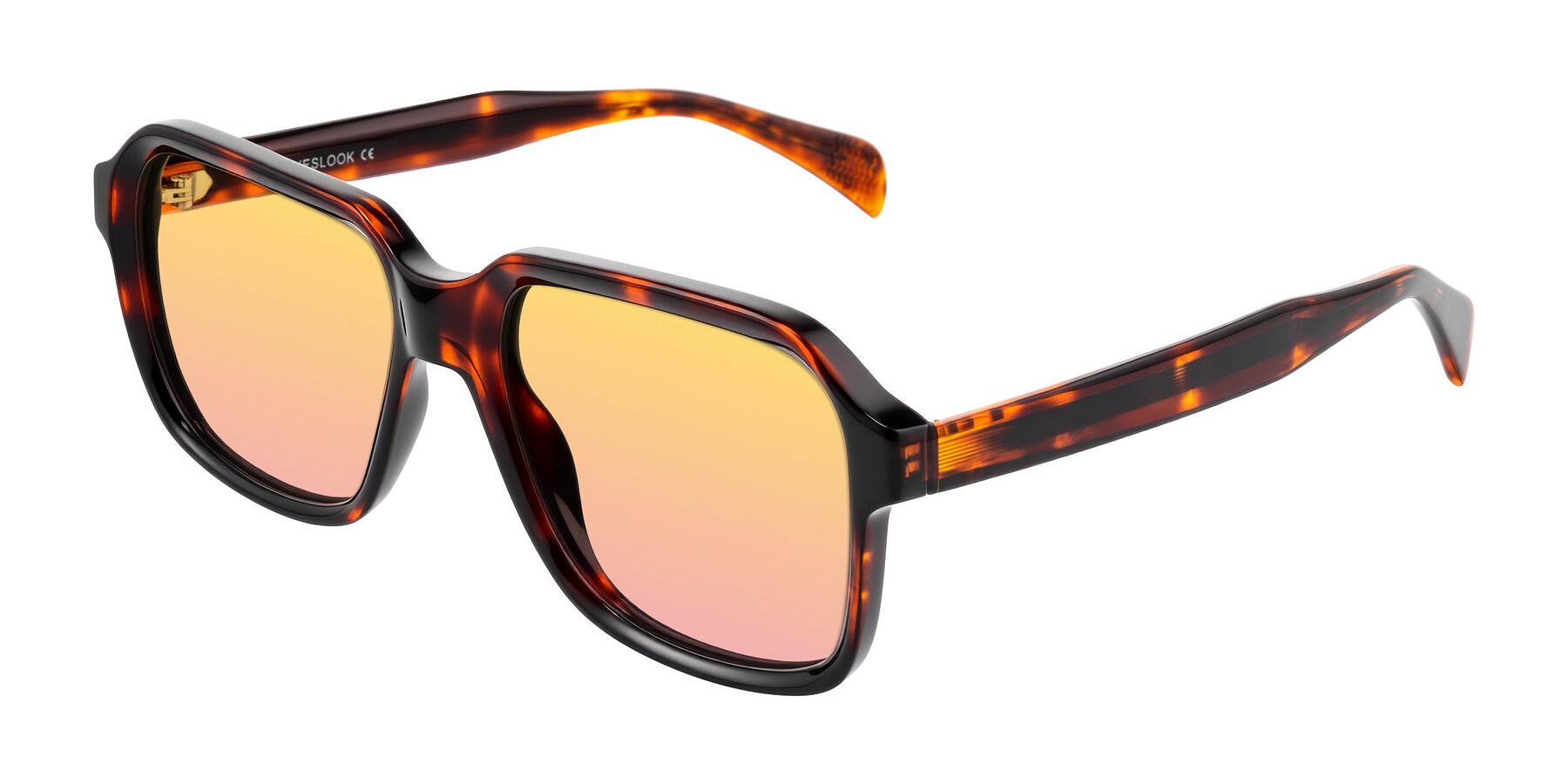Angle of Upbeat in Tortoise with Yellow / Pink Gradient Lenses
