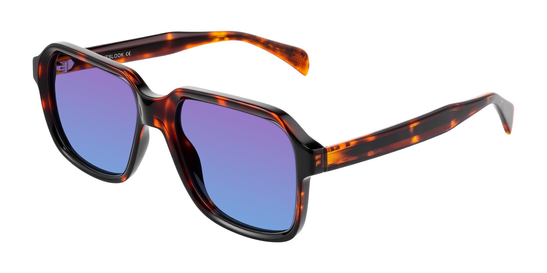 Angle of Upbeat in Tortoise with Purple / Blue Gradient Lenses