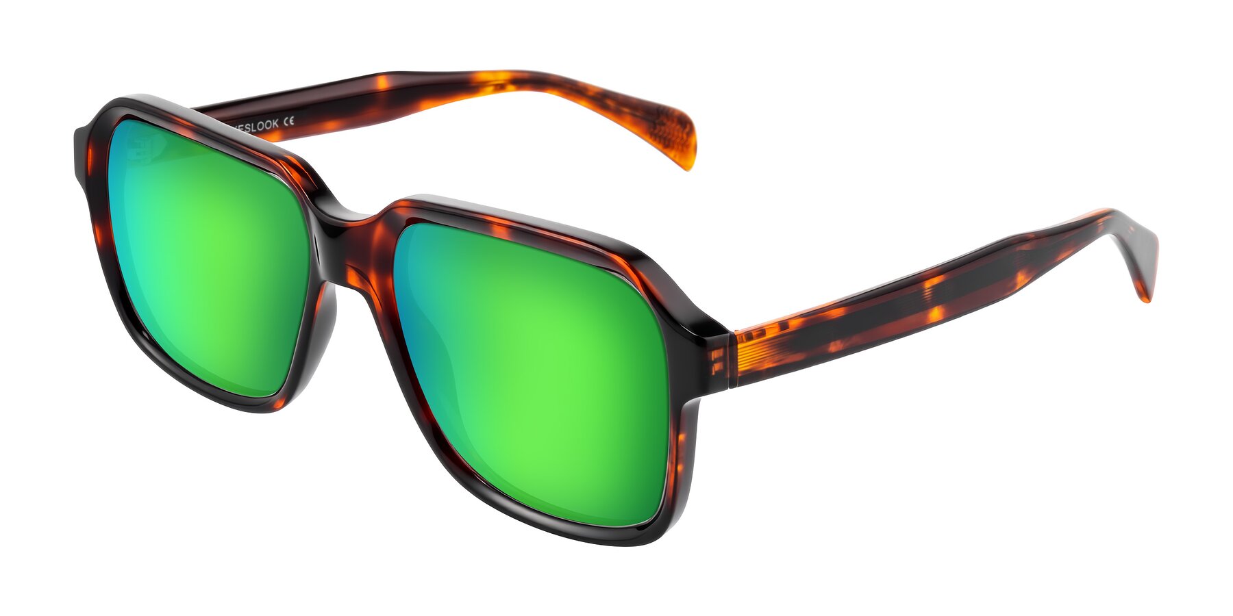 Angle of Upbeat in Tortoise with Green Mirrored Lenses