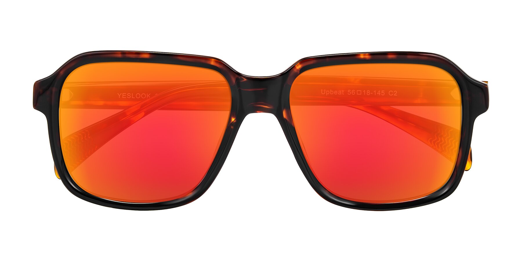 Folded Front of Upbeat in Tortoise with Red Gold Mirrored Lenses